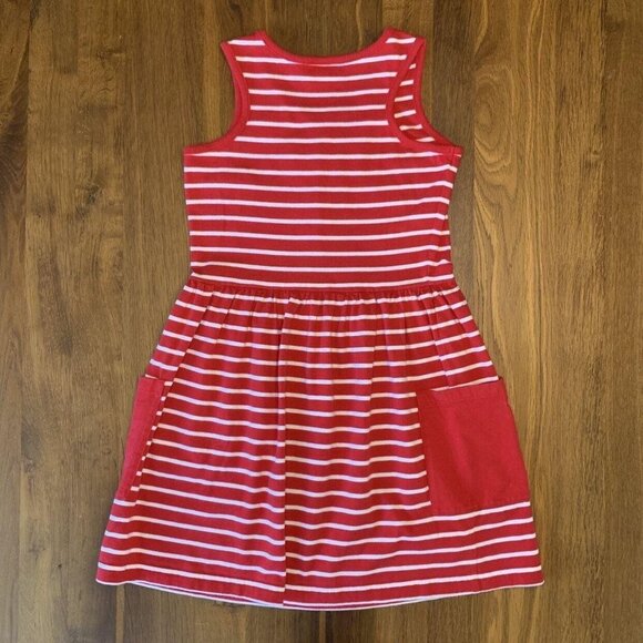 HANNA ANDERSSON Striped Dress Girls 8 130 Red Sleeveless Stripe Pockets Girl HA - Picture 2 of 6